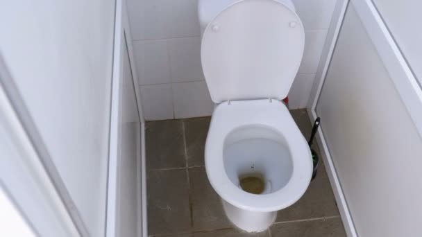 Die Kamera bewegt sich in der öffentlichen Toilettenkabine — Stockvideo