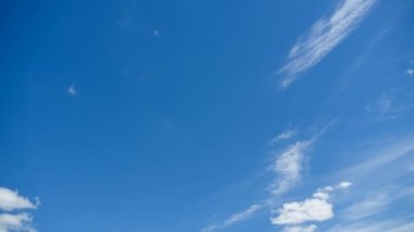 Bulutlar mavi gökyüzünde hareket ediyor. Zaman atlamalı