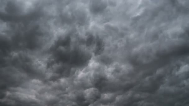 Nuvole di tempesta grigia che si muovono nel cielo. Time Lapse. Ciclone temporale. Le nuvole ricce sono basse . — Video Stock