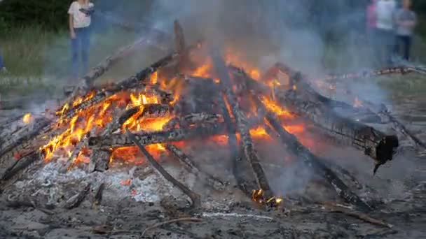 Extinguir um fogo com água por uma mangueira de fogo — Vídeo de Stock