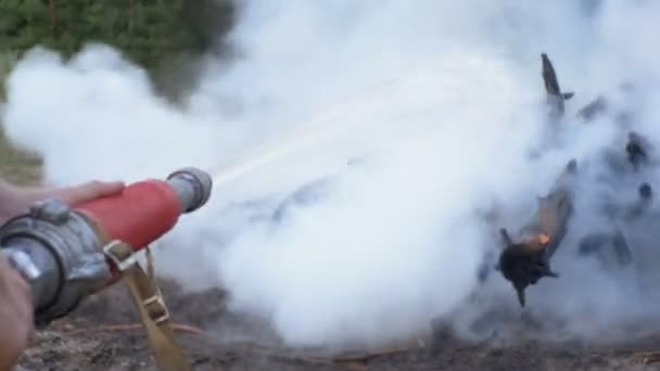 Гасіння пожежі з водою, за Firehose — стокове відео