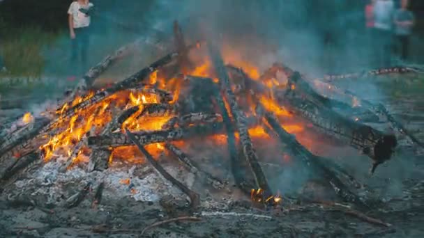 Spegnere un incendio con acqua da un tubo di pompiere — Video Stock