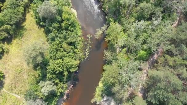 Das Flussbett ist eine Draufsicht aus der Drohne — Stockvideo