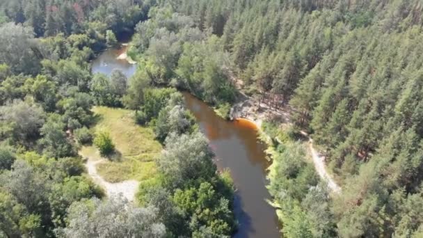 Koryto řeky je pohled shora z dron — Stock video