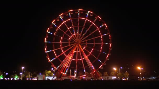 Ferris Wheel Lights à noite — Vídeo de Stock