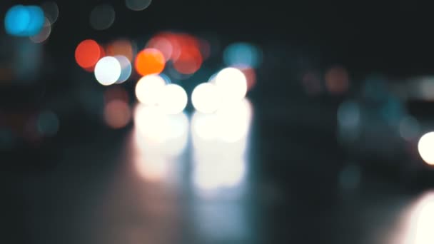 Defocused Night City Traffic Lights — Stock Video