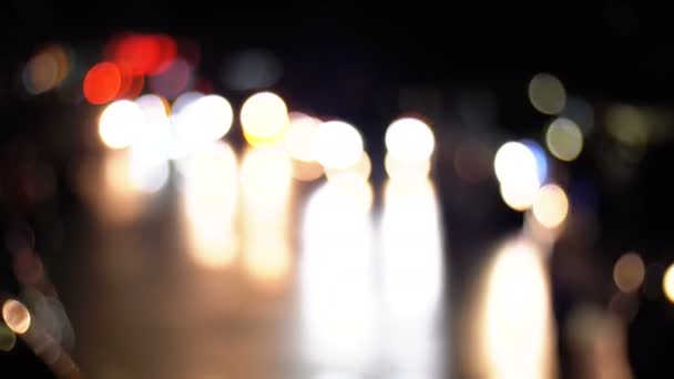 Defocused Night City Traffic Lights — Stock Video