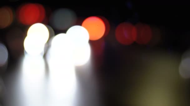 Defocused Night City Traffic Lights — Stock Video