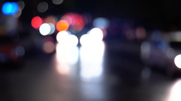 Defocused Night City Traffic Lights — Stock Video