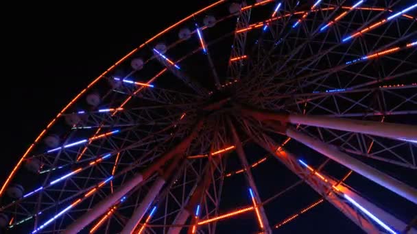 Ferris Wheel Lights à noite — Vídeo de Stock