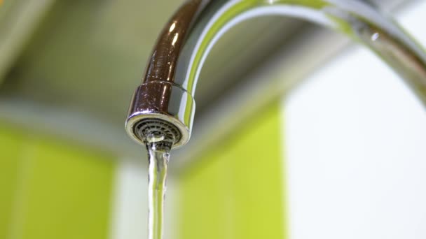 Water Running from the Tap into a Sink — Stock Video