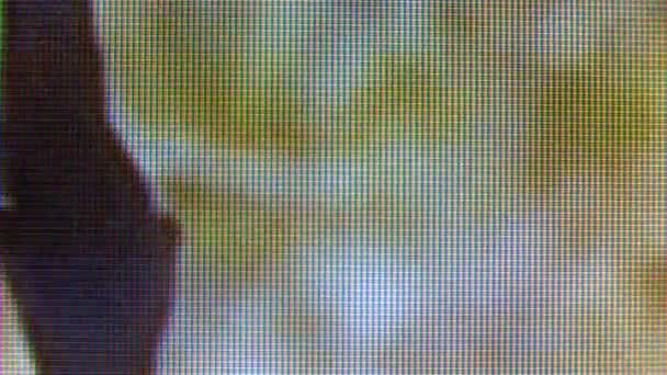 Close-up van de monitoren Pixels. RGB pixels op de Tv. — Stockvideo