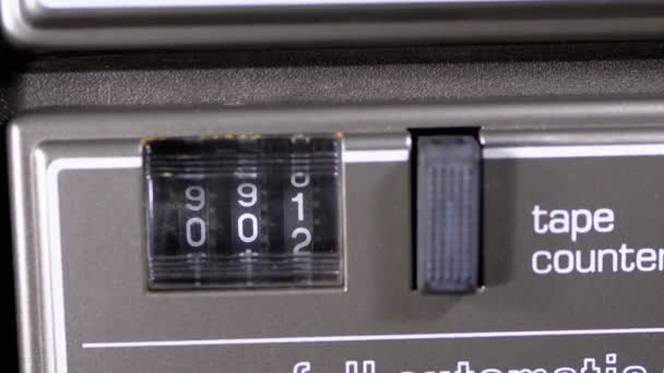 Counter of the Audio Cassette in the Tape Deck Recorder is Rotating — Stock Video