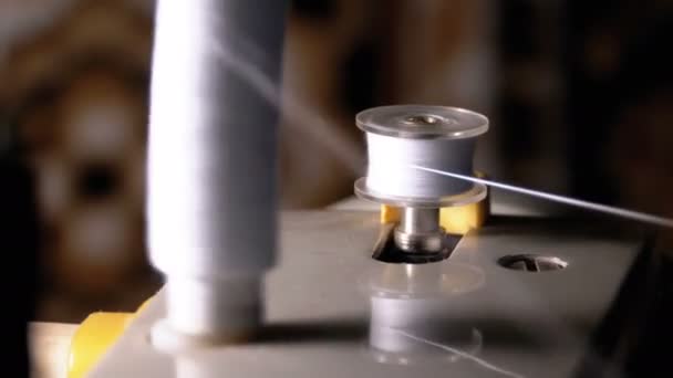 Thread is Wound on a Robbin on Vintage Sewing Machine — Stock Video