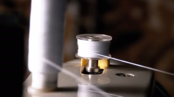 Thread is Wound on a Robbin on Vintage Sewing Machine — Stock Video