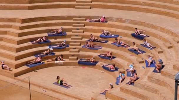 埃及海滩动画酒店为游客举办体操练习 — 图库视频影像