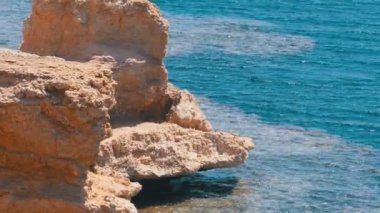 Mısır sahilinde Kızıldeniz'deki kaya. Resort Tatil için Güzel Arka Plan