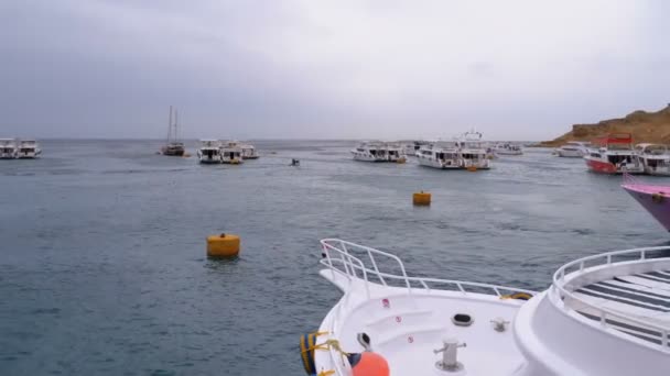 Port gyönyörű jachtok a Dock-ban Egyiptom — Stock videók