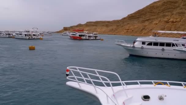 Hafen mit schönen Yachten auf dem Dock in Ägypten — Stockvideo