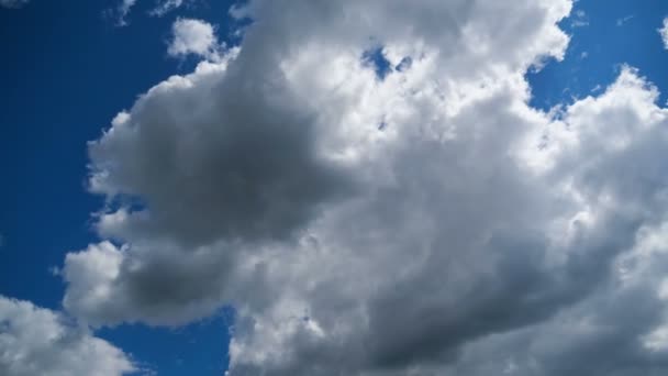 Skyerne bevæger sig jævnt i den blå himmel. Tidsforløb – Stock-video