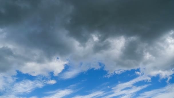 Wolken ziehen sanft in den blauen Himmel. Zeitraffer — Stockvideo