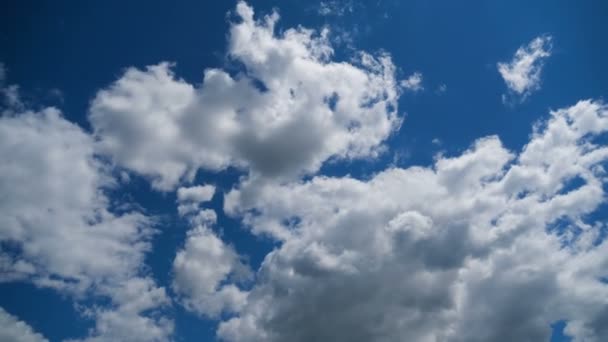 Nuages se déplacent en douceur dans le ciel bleu. Temps écoulé — Video