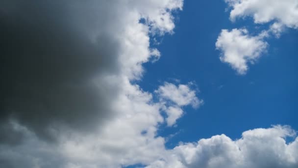 雲は青空の中でスムーズに移動します。タイムラプス — ストック動画