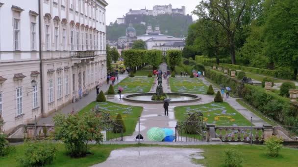 Mirabell Gardens, one of the most visited place of Salzburg — Stock Video