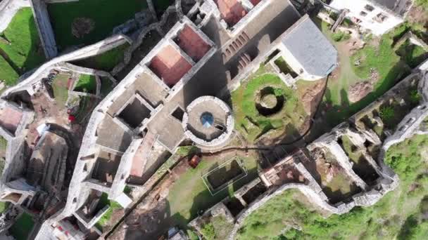 Luchtfoto drone uitzicht op het kasteel van Spis. Slowakije. Oud kasteel, Spissky Hrad. — Stockvideo