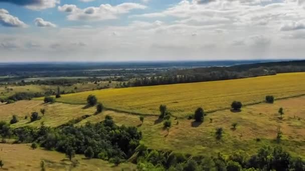 A falu és kis házak hyperlapse a mozgó felhők a Sky egy repülő drone — Stock videók