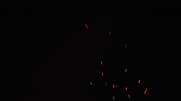 Campfire Sparks Povstaňte na černém pozadí. Pomalý pohyb 240 fps — Stock video