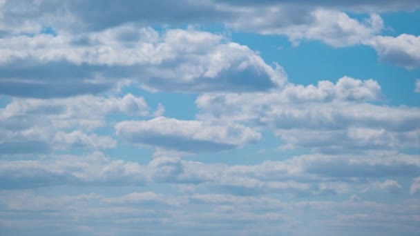 Cumulus Cirrus Wolken bewegen sich am blauen Himmel. Zeitraffer. — Stockvideo