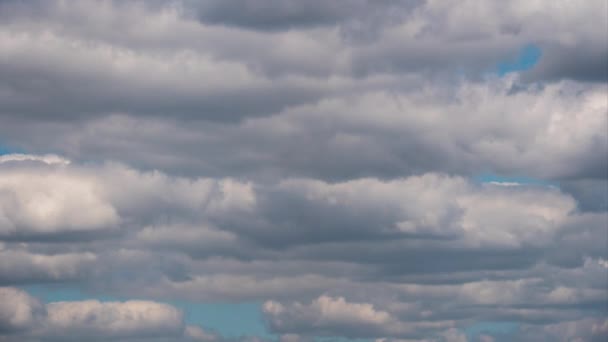 Cumulus Cirrus Clouds poruszają się po błękitnym niebie. Czas upływa.. — Wideo stockowe