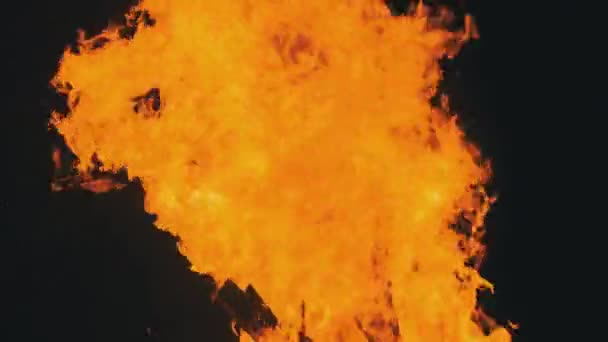 夜になると大きな焚き火が燃える。スローモーション。大火災の背景. — ストック動画