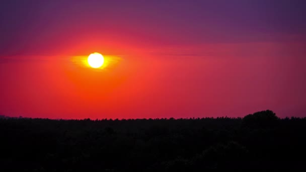 Západ slunce na purpurovém nebi. Úžasné barvy zapadajícího slunce. Včasná. — Stock video