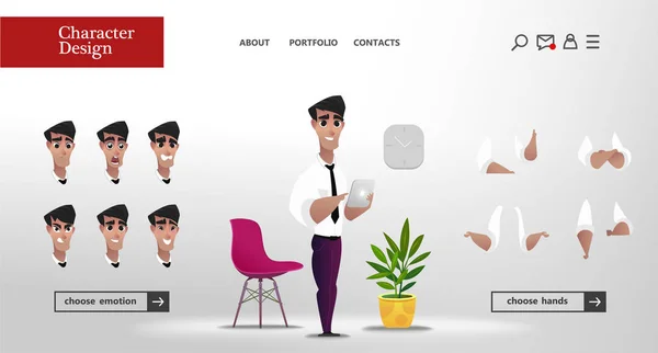 Page Principale Web Design Avec Des Personnages Bande Dessinée Affaires — Image vectorielle