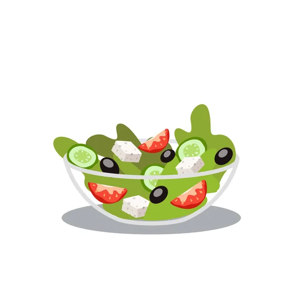 Griekse Salade Geïsoleerd Wit Vector — Stockvector