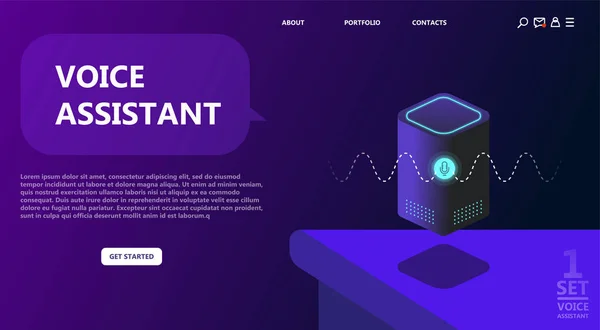 Личный Помощник Смарт Динамик Голосовое Устройство Интегрированным Виртуальным Ассистентом Плоский — стоковый вектор