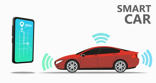 Assistente Para Controlar Carro Navegar Controlar Máquina Usando Smarton Mapa — Vetor de Stock