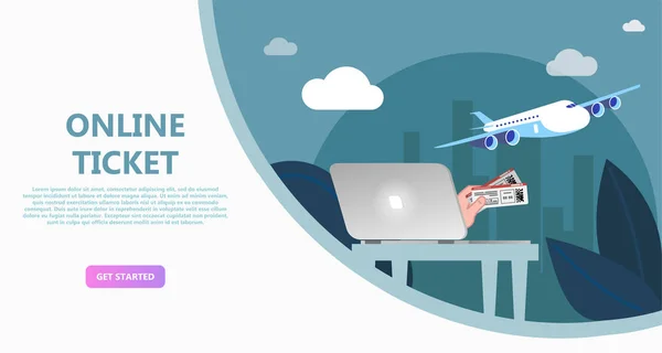 Online seyahat mağaza, online bilet rezervasyon. Uçak bileti satın alma ev kullanarak telefon, tablet, bilgisayar. E-alışveriş kavramı. Açılış sayfası, şablon, UI, web, mobil uygulaması, poster, afiş için kullanın