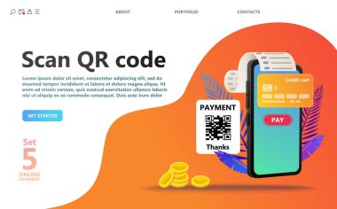 Online ödeme konsept illüstrasyon ayarlayın. Internet Ödemeler, koruma havale, online banka. Ekran gadget, para, cüzdan, kontrol edin. Kullanım afiş, mobil uygulaması, açılış sayfası - vektör için