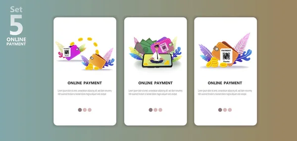Online Zahlungskonzept Illustration App Tempelset Internet Zahlungen Schutzgeldüberweisung Online Bank — Stockvektor