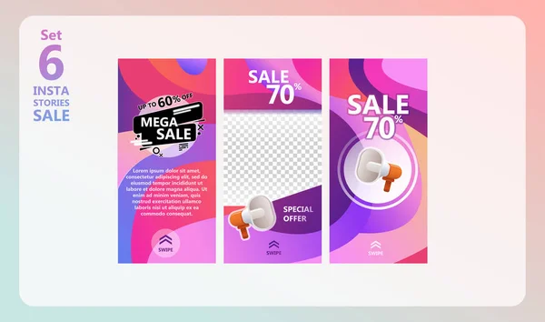 Instagram Stories Sale Set Use Stories Banner Background Instagram Template — Stock Vector