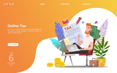 Online vergi ödeme. İnsanlar dolum vergi formu. Online fatura ödeme, alışveriş, bankacılık, düz izometrik kavramını oluşturursanız, açılış sayfası, kullanıcı arabirimi, web, mobil uygulaması, poster, afiş, el ilanı muhasebe kullanabilirsiniz