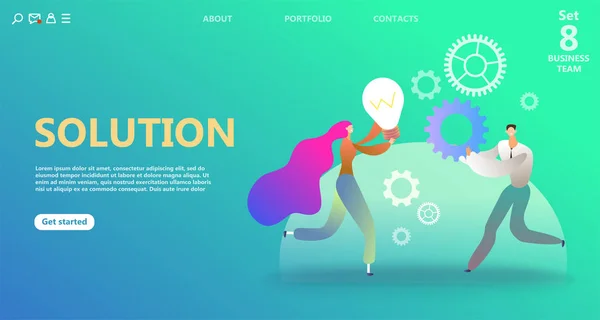 Plantilla Landing Page Negocios Plantilla Landing Page Trabajo Equipo Concepto — Vector de stock