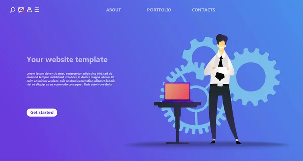 Plantilla Landing Page Empresarial Plantilla Landing Page Trabajo Equipo Plantilla — Vector de stock