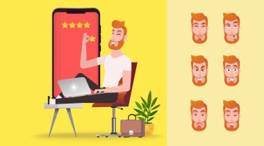 CX müşteri deneyimi. Teknoloji iş kavramı. İş Şablon açılış sayfası. Online mağaza Web sitesi ziyaretçi online alıcı gözden geçirme. Geri bildirim kavramı, duygular seçin