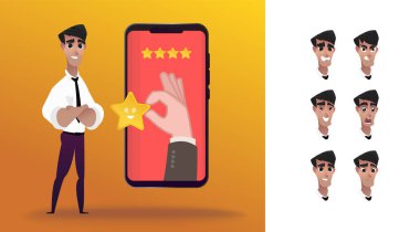 CX müşteri deneyimi. Teknoloji iş kavramı. İş Şablon açılış sayfası. Online mağaza Web sitesi ziyaretçi online alıcı gözden geçirme. Geri bildirim kavramı, duygular seçin