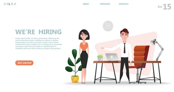 Online işe alım ve Iş kavramı işe. Ajansı röportaj veya bir özgeçmiş süreci seçin. Workplace ofis ve iş ekibi çalışma boş bir yer. Karikatür karakter tasarımı