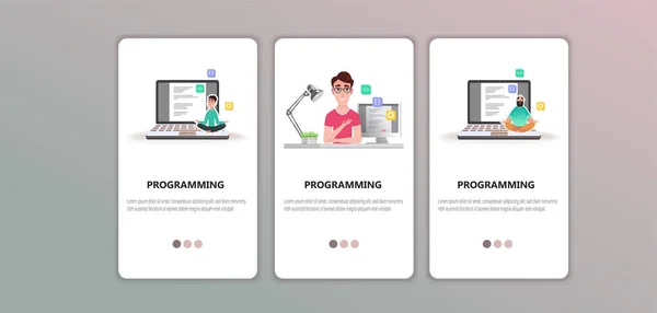 Programador Concepto Trabajo Personajes Dibujos Animados Personas Hace Programas Oficina — Archivo Imágenes Vectoriales